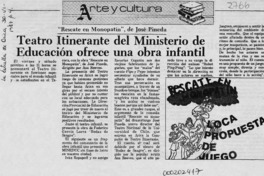 Teatro Itinerante del Ministerio de Educación ofrece una obra infantil  [artículo].