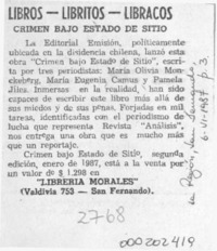 Crimen bajo Estado de Sitio  [artículo].