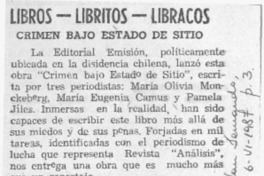 Crimen bajo Estado de Sitio  [artículo].