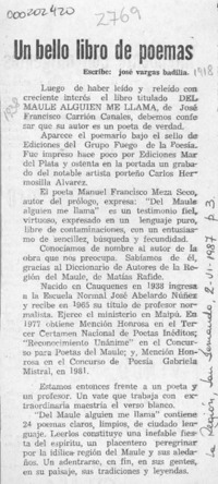 Un bello libro de poemas  [artículo] José Vargas Badilla.