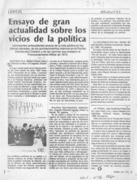 Ensayo de gran actualidad sobre los vicios de la política  [artículo].