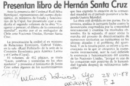 Presentan libro de Hernán Santa Cruz  [artículo].