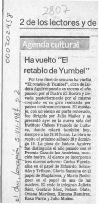 Ha vuelto "El retablo de Yumbel"  [artículo].