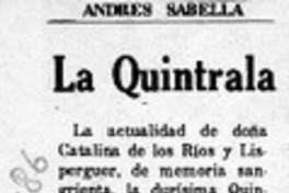 La Quintrala  [artículo] Andrés Sabella.