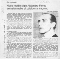 Hace medio siglo Alejandro Flores entusiasmaba al público rancagüino  [artículo] Héctor González V.