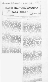 Hilario Da, "Una máquina para Chile"  [artículo] Wellington Rojas Valdebenito.