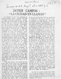 Javier Campos, "La ciudad en llamas"  [artículo] Wellington Rojas Valdebenito.