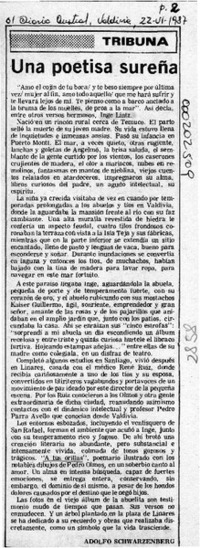 Una poetisa sureña  [artículo] Adolfo Schwarzenberg.