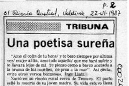 Una poetisa sureña  [artículo] Adolfo Schwarzenberg.
