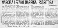 Narcisa Lezano Barriga, escritora  [artículo] Helio Venegas A.