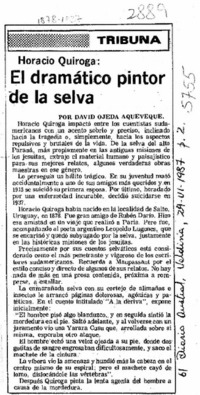 El dramático pintor de la selva  [artículo] David Ojeda Aqueveque.