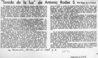 "Sonido de la luz" de Antonio Rodas S.  [artículo] Darío de la Fuente.