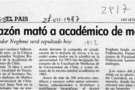 El corazón mató a académico de medicina  [artículo].