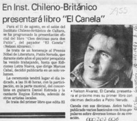 En Inst. Chileno-Británico presentará libro "El Canela"  [artículo].