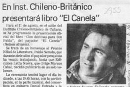 En Inst. Chileno-Británico presentará libro "El Canela"  [artículo].