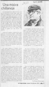 Una misiva chillaneja  [artículo] Marino Muñoz Lagos.