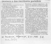 Destaca a dos escritores porteños