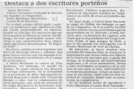 Destaca a dos escritores porteños