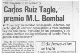 Carlos Ruiz Tagle, premio M. L. Bombal  [artículo].