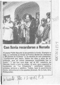Con lluvia recordaron a Neruda  [artículo].