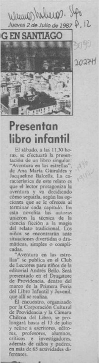 Presentan libro infantil  [artículo].