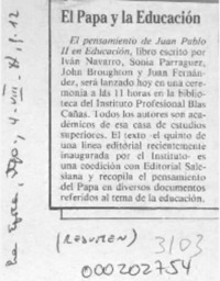 El Papa y la educación  [artículo].