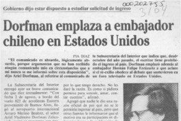 Dorfman emplaza a embajador chileno en Estados Unidos  [artículo] Pía Díaz.