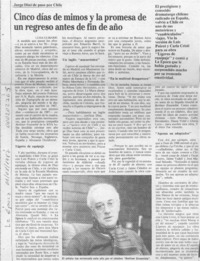 Cinco días de mimos y la promesa de un regreso antes de fin de año  [artículo] Luisa Ulibarri.