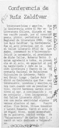 Conferencia de Ruiz Zaldívar  [artículo].