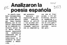 Analizaron la poesía española  [artículo].