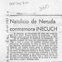 Natalicio de Neruda conmemora INECUCH  [artículo].