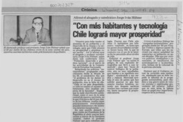 "Con más habitantes y tecnología Chile logrará mayor prosperidad"