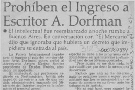 Prohíben el ingreso a escritor A. Dorfman  [artículo]