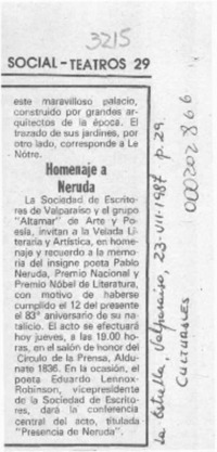 Homenaje a Neruda  [artículo].