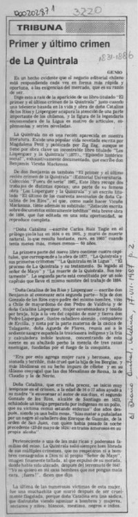 Primer y último crimen de la Quintrala