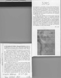 La iglesia en Chile  [artículo] M. A. R.