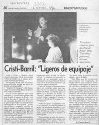 Cristi-Barril, "Ligeros de equipaje"  [artículo] Carmen Mera O.