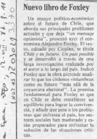 Nuevo libro de Foxley  [artículo].