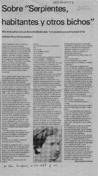 Sobre "Serpientes, habitantes y otros bichos"  [artículo] Manuel Espinoza Orellana.
