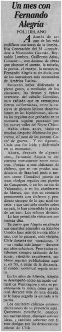 Un mes con Fernando Alegría