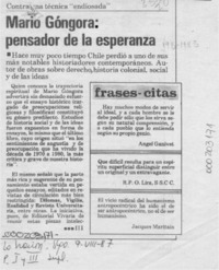 Mario Góngora, pensador de la esperanza