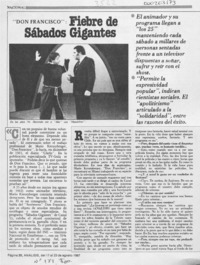 "Don Francisco", fiebre de Sábados Gigantes  [artículo] Alicia Oliva.