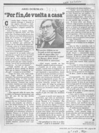 "Por fin, de vuelta a casa"  [artículo] Carolina Díaz.