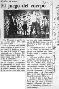 El Juego del cuerpo  [artículo].