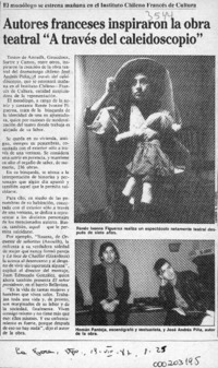 Autores franceses inspiraron la obra teatral "A través del caleidoscopio"  [artículo].