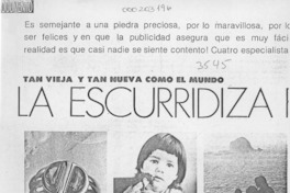 La escurridiza felicidad  [artículo] Deborah Con.