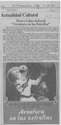 Nuevo libro infantil "Aventura en las estrellas"  [artículo].