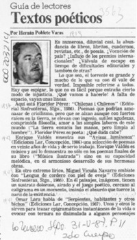 Textos poéticos  [artículo] Hernán Poblete Varas.