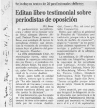 Editan libro testimonial sobre periodistas de oposición  [artículo].