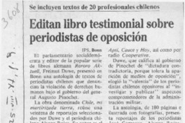 Editan libro testimonial sobre periodistas de oposición  [artículo].